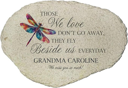 Personalized Memorial Garden Stone Dragonfly Those We Love Stay Beside Us Tribute