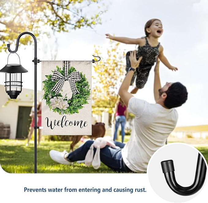 Ottsuls Garden Flag Stand, Heavy Duty Flag Pole Holder with Shepherd Hook for Yard Decoration, 45 INCH Sturdy Yard Flag Post Stake Outdoor Garden Flag Holder for 14''x20'' Flags (Without Flag)