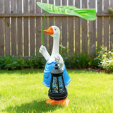 Goose Garden Statues Porch Goose Statue Holding Leaf with Solar Lantern Front Porch Yard Lawn Spring Outdoor Decorations Duck Easter Christmas Birthday Gifts for Mom Women