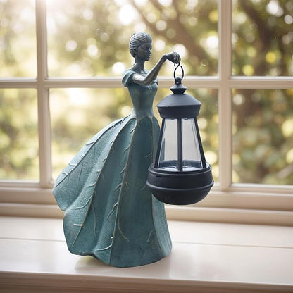 Fairy Garden Statue Solar Garden Decor Resin Fairy Statue with Lights Angel Fairy Decor Outdoor Yard Statues Gardening Gifts for Women 9.5 * 5.5 * 11.5 Inch