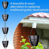RainChains Pacific Twin Stripe Rain Chain 8.5ft Black Aluminum Rain Chains for Outside Decorative Gutter Chain Downspout.