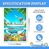 BlissYard Hello Summer Beach Garden Flag 12x18 Double Sided Vertical Outdoor Decor Van Surf Ocean Tropical Yard Garden Lawn Banner Coastal Seasonal Display