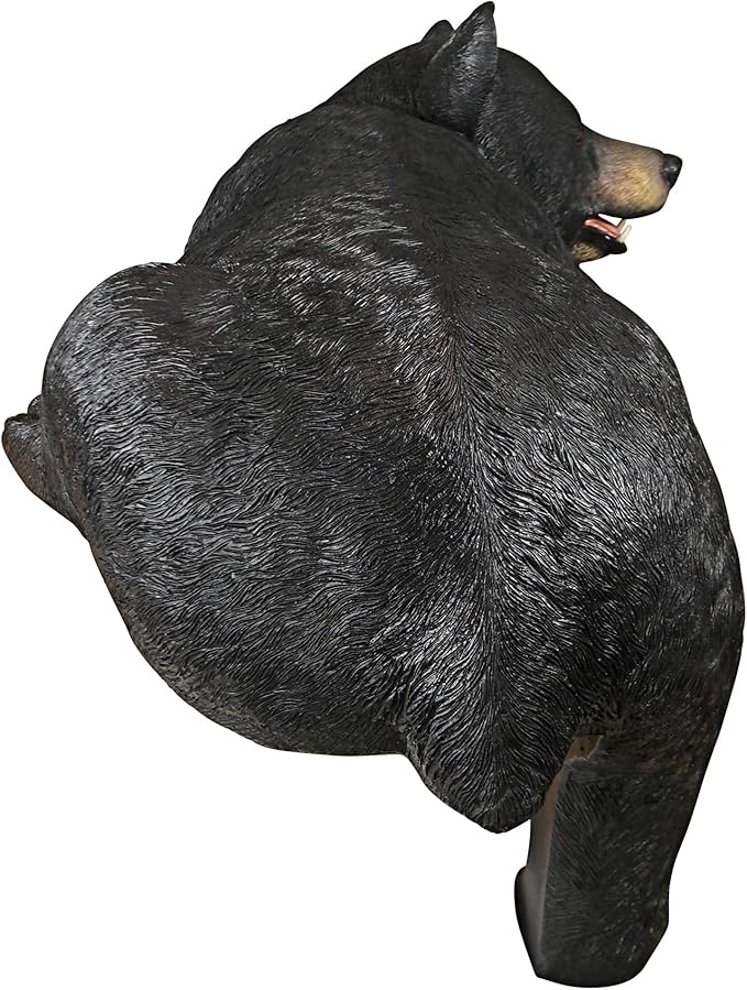 Design Toscano Lemont the Lovable Lounger Climbing Black Bear Roof Mount Outdoor Garden Statue, 34 Inch Long, Cast Stone Resin, Woodland Black Finish