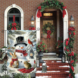 Winter Garden Flags 12x18 Double Sided, Small Burlap Outdoor Holiday Farmhouse Rustic Snowman Bunny Xmas Garden Flag Christmas Decorations Yard Lawn Porch Flags for Outside Decor
