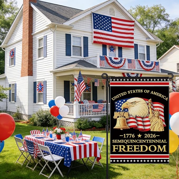 250th Anniversary America Garden Flag, 250 Anniversary USA Flag Patriotic Banner 250 Years of Freedom Yard Sign 4th of July Double-Sided Waterproof 1776-2026 Commemorative Flag 12x18 Inch