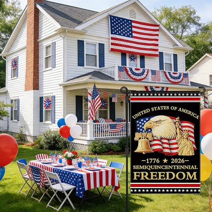 250th Anniversary America Garden Flag, 250 Anniversary USA Flag Patriotic Banner 250 Years of Freedom Yard Sign 4th of July Double-Sided Waterproof 1776-2026 Commemorative Flag 12x18 Inch