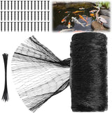 Koi Pond Netting Kit 30 x 53ft, Bird Deer Fence Netting, Durable Net Cover for Leaves, Heavy Duty Fine Mesh, Protect Fish from Blue Heron Birds, Cats & Predators, 45pcs Stakes & Ties Included