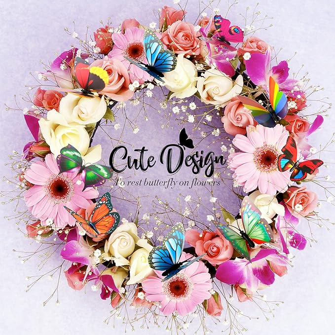 Teenitor 60 Pcs Butterfly Garden Decorations, 11.2 Inch PVC Waterproof Butterfly Stakes, Garden Yard Party Decorations