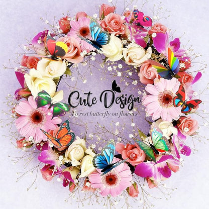 Teenitor 60 Pcs Butterfly Garden Decorations, 11.2 Inch PVC Waterproof Butterfly Stakes, Garden Yard Party Decorations