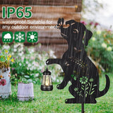 2Pack Solar Outdoor Garden Lights Stakes Solar Metal Flower Dog Lawn Deco Statue Patio, Outdoor Decor, Garden Decorations, Lawn Ornaments