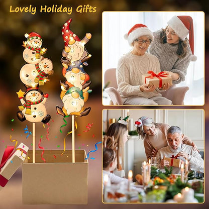 Homeimpro Solar Garden Lights Outdoor Yard Decorations Garden Gifts Gnomes Snowman Pathway Stake Lights with 18 LED Waterproof Lawn Outdoor Mothers Day Present for Mom Women (2Pack)