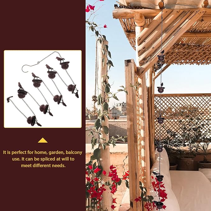 UPKOCH Copper Garden Rain Chain 2.4m Metal Decorative Rainwater Chain for Outdoor Courtyard and Patio, Antique Style Water Collector for Gutter Drainage and Roof Water Management