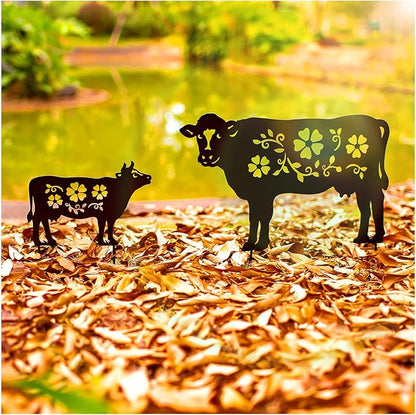 Cow Metal Decorative Garden Stakes Cow Gifts for Women Men Mom Birthday Gifts Silhouette Statues for Garden Decor, Yard Art, Patio, Outside, Lawn Ornaments, Outdoor Decorations