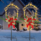 Moukeren 2 Pcs 2 Pcs 3.5ft Nativity Scene Outdoor Yard Stakes, Solar Lighted Outdoor Metal Christmas Nativity Scene Decoration for Christmas Holiday Lawn Garden Yard Decoration (Classic)