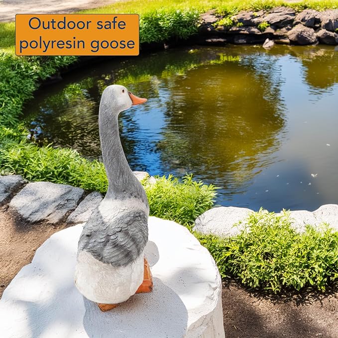 Bits and Pieces 19" Porch Goose with Motion Sensor and Honking Sound - Weather Resistant Polyresin Outdoor Garden Decor, Motion Activated Patio Decor, 19 Inches Tall x 10.5 Inches Wide