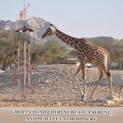Briwooody Giraffe Wind Chimes for Outside Giraffe Gifts for Women Mom Metal Wind Chimes Memorial Birthday Decor for Outdoors Patio Garden Porch Yard Home Decoration