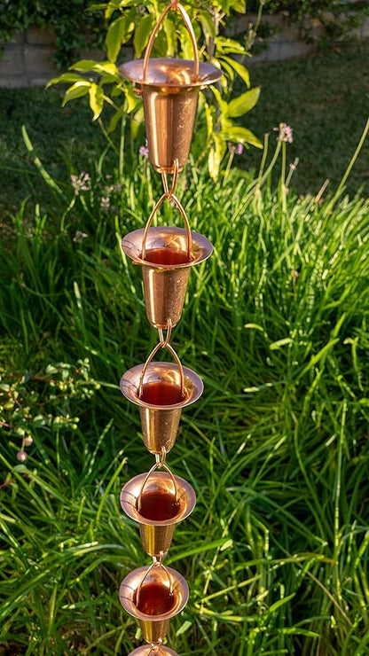 Stanwood Rain Chain Bell/Cup Shaped Copper Rain Chain, 8-Feet