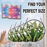 Birthday Gifts for Women - Lily of the Valley Faux Stained Glass Window Hanging Sun Catcher for Door Garden Acrylic Decor Mother's Day Christmas May for Mom Nana Grandma Sisters 7.8"