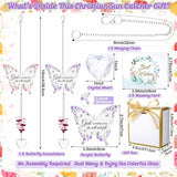 Didaey 2 Pcs Christian Crystal Butterfly Suncatchers Inspirational Religious Gifts for Women Pink Purple Windows Car Hanging Ornament with Greeting Card and Gift Box for Mom Friend Mother's Day