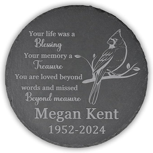 Memorial Garden Stone - Personalized Bereavement Gift for Loss of Loved One - Your Life was a Blessing - Round