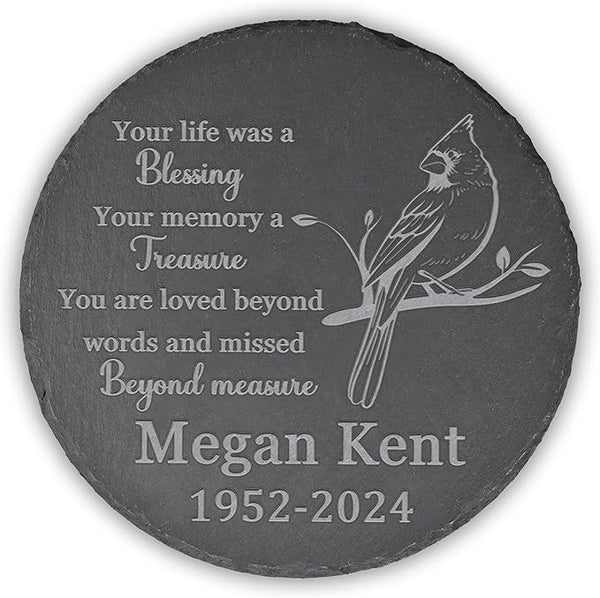 Memorial Garden Stone - Personalized Bereavement Gift for Loss of Loved One - Your Life was a Blessing - Round