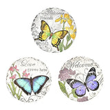 Sungmor 3PC Pretty Garden Stepping Stones, 9.8" Large Concrete Decorative Stones with Beautiful Pattern, Unique Outdoor Lawn Accents, Yard Walkway Flower Bed Wall Shelf Welcome Friends Decorations