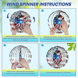 FLAGWIX American Eagle Decorations - 3D Stainless Steel Metal Wind Spinners 12 in - 4th of July Decorations for Window Yard Garden Patio, Patriotic Outdoor Decor, Eagles Gifts for Men Women Friends