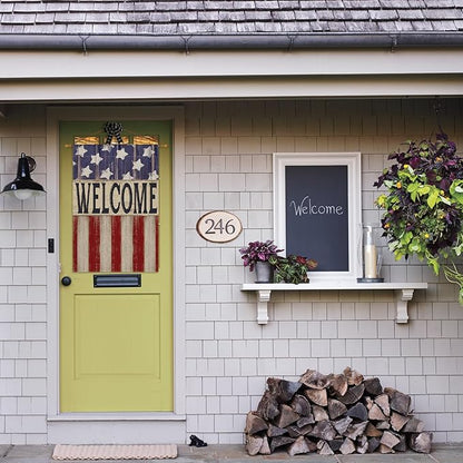 AVOIN colorlife Patriotic 4th of July House Flag 28x40 Inch Double Sided Outside, Memorial Day Retro American Stars and Stripes Welcome Yard Outdoor Decoration