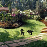 CREATCABIN 2Pcs 2Styles Dinosaur Metal Garden Stakes Dinosaur Garden Decor Art Black Dinosaur Silhouette Statues Garden Decorative Ground Insert Lawn Ornaments for Outside Outdoor Dinosaur Lover Gifts