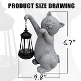 Cat Solar Garden Statues,Resin Cat Figurine Decorations with Solar Lights Lantern, Outdoor，Statue Decor Art for Lawn,Yard,Unique Housewarming Gift for Garden Home