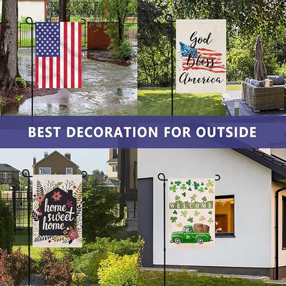 Garden Flag Stand, Thickened Pole Sturdy Straight Premium Metal Yard Flag Holder Weather-Proof Flagpole Seasonal Garden Flag, Christmas Garden Flag, Outdoor Decor Decoration