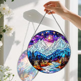 Stained Glass Window Hanging, Pauyadu 8 Inch Night Court Sun Catcher, Stained Glass Suncatcher Ornament, Suncatchers for Windows Hanging, Starlight Lover Gift, Gifts for Women, Friend, Lover