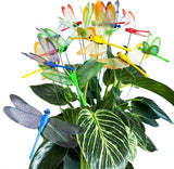 Tuxiaobu 12 Pcs Dragonfly Garden Decor Stakes - Fake Dragon Fly Floral Picks Cake Party Dragonflies Decorations - 3D Dragon Fly for Indoor Outdoor Flower Pot Thanksgiving Christmas Whimsical Gifts