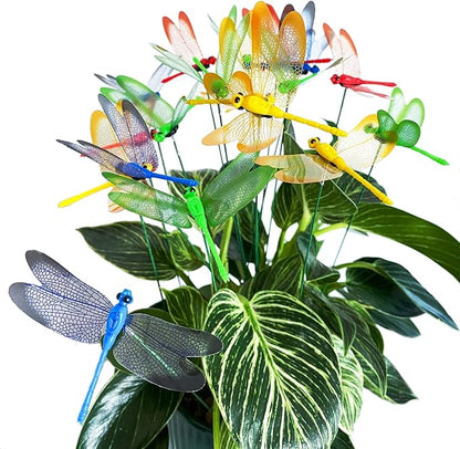 Tuxiaobu 12 Pcs Dragonfly Garden Decor Stakes - Fake Dragon Fly Floral Picks Cake Party Dragonflies Decorations - 3D Dragon Fly for Indoor Outdoor Flower Pot Thanksgiving Christmas Whimsical Gifts