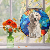 NAZENTI Personalized Pet Stained Glass Suncatcher, Custom Name Pet Photo Memorial Ornament Window Hanging, Remembrance Sympathy Gift for Loss of Pet Dog Cat, Bereavement Keepsake