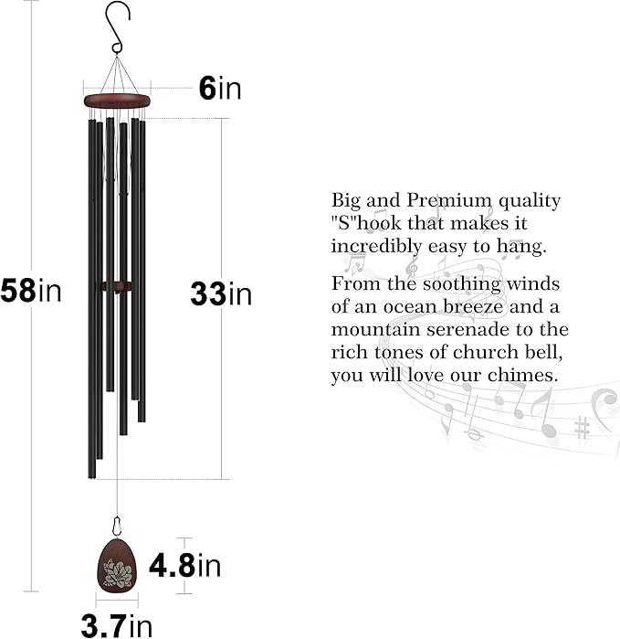 Suntimber Extra Large Wind Chimes Outside Deep Tone, 58" Memorial Wind Chimes for Loss of Loved One,Memorial Sympathy Gifts, Church Wind Chime for Outside Garden,Yard,Patio and Lawn