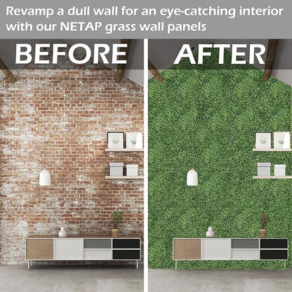 NETAP Grass Wall Panels Backdrop, 20"x 20"(12Pcs) Faux Boxwood Panels for Outdoor Indoor Green Wall Decor, Party Wedding Garden Fence Decorations