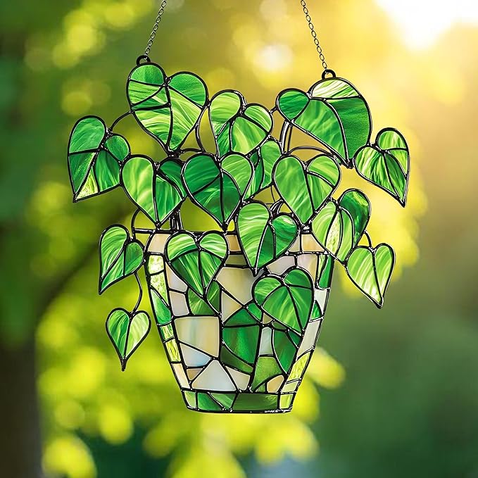 Monstera Leaves Acrylic Suncatcher Window Hanging Plant Mom Gift Garden Decor Plant Lover Gardener Gift