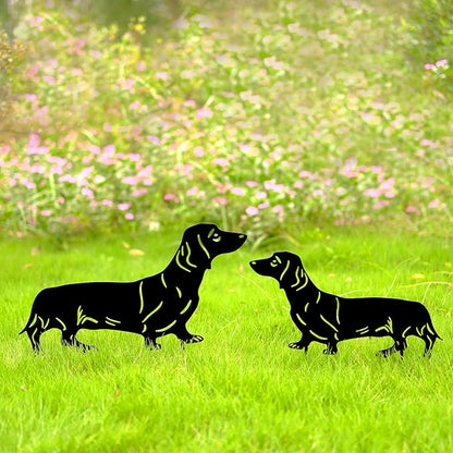 GDNSFIT Dachshund Dog Metal Decor for Outside,Garden Stakes Decorative Dog Gifts for Women/Men,Black Silhouette Statues for Yard Ornaments,Lawn, Patio, Pathway,Outdoor Garden Decor