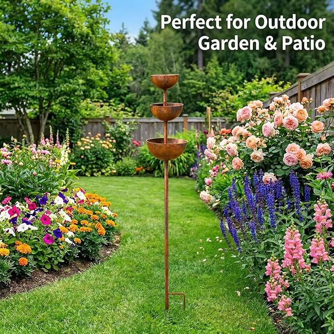 Sturdy Iron Structure with Vintage Coating; Weather Resistant for Long Lasting Outdoor use; Ideal as a Reliable rain Catcher for Your Garden (Bronze)