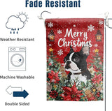 Christmas Boston Terrier Garden Flag Merry Christmas Dog Yard Flag for Outside Xmas Flags 12x18 Double Sided Red Poinsettia Garden Flags Winter Porch Decorations Outdoor