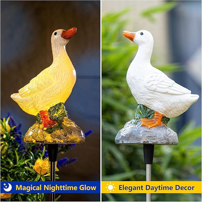 Solar Lights Outdoor Waterproof - Motion Activated Goose Light with Realistic Sound, Solar Powered Garden Decor for Lawn Patio Yard, Unique Gift for Mom & Grandma