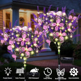 Kohlrabi Solar Garden Lights Outdoor, 6 Pack Solar Butterfly Lights Purple Lavender Gardening Gifts for Women, Artificial Flower with Butterfly Purple Garden Decor for Lawn Patio-Warm White