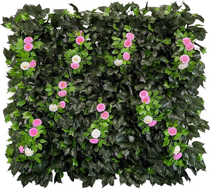 Dense Flowering Ivy Privacy Screen- Realistic Faux Foliage on Expandable Willow Fence for Outdoor, Patio, Balcony Cover & Decorative Shade Panel, UV Protected