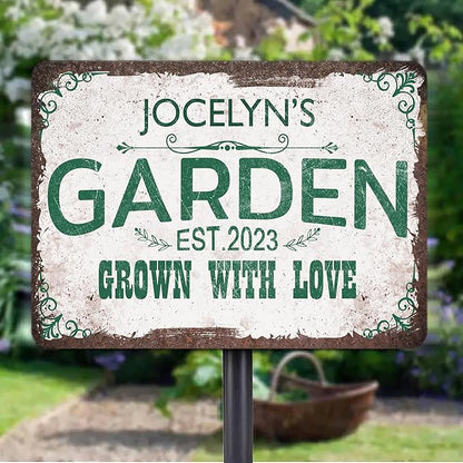 Personalized Metal Signs with Name Made in USA Custom Vintage Garden Sign Waterproof Vintage Decorative Metal Print for Wall Decor Customized Home Garden Ideas Gifts Artwork Prints for Yard Ourdoor