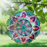 Goolyrusim Wind Spinner Mandala Jasmine, 12Inch Laser Cut Stainless Steel Wind Spinners, 3D Hanging Wind Sculptures for Yard and Garden Decoration Outdoor Decor Ornament, Mandala Gifts for Women Men