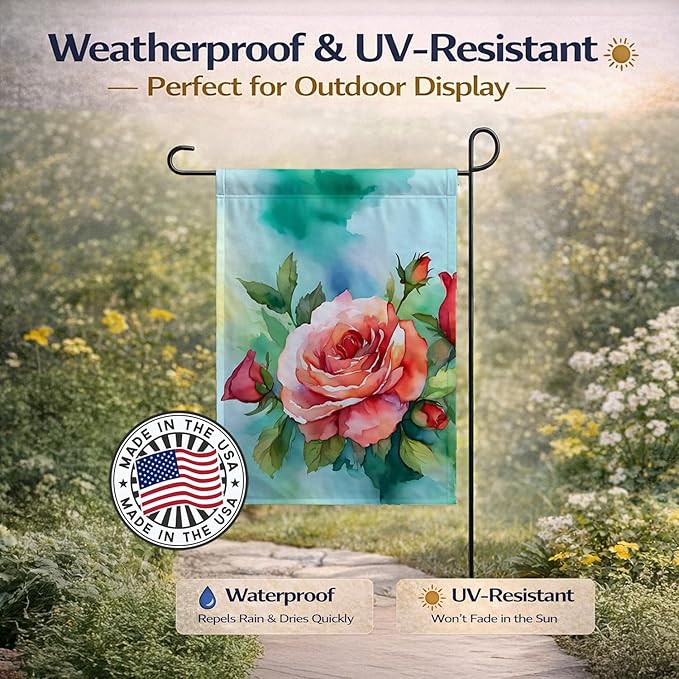 Caroline's Treasures Oklahoma Roses in Watercolor Garden Flag Mailbox Flag Decorative Yard Flag Banner Outside Patio Artwork Yard Flower Beds, Garden Size, Multicolor