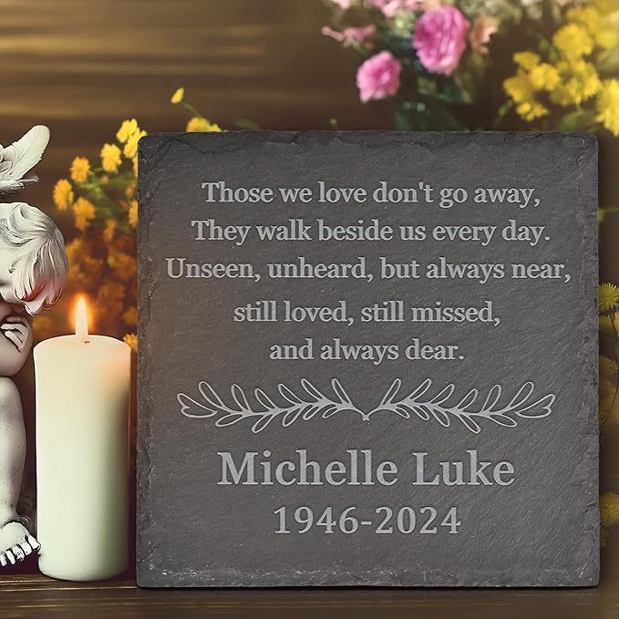 Memorial Garden Stone, Memorial Stone, Personalized Memorial Gifts, Sympathy Gifts for Loss of Loved One, Bereavement Gifts for Loss of Father Mother - Those We Love Don't Go Away - Square
