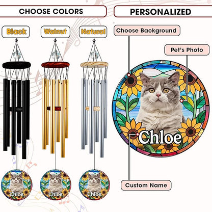 Personalized Pet Memorial Wind Chimes, Custom Crystal Pet Memory Suncatcher Ornament, Pet Memorial Gifts for Dogs, Cat Bereavement Keepsake for Women Nana Mom, Memorial Wind Chimes Garden Décor
