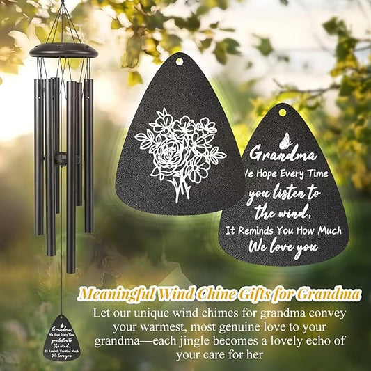 Gifts for Grandma, 25''Wind Chimes Black, Best Grandmother Birthday Gifts from Grandkids, Thanksgiving, Ideas for Grandma